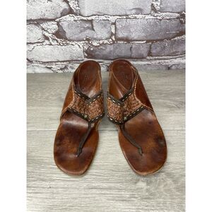 Henry Beguelin for Barneys New York Brown Leather Thong Heel Sandals Women 37EU